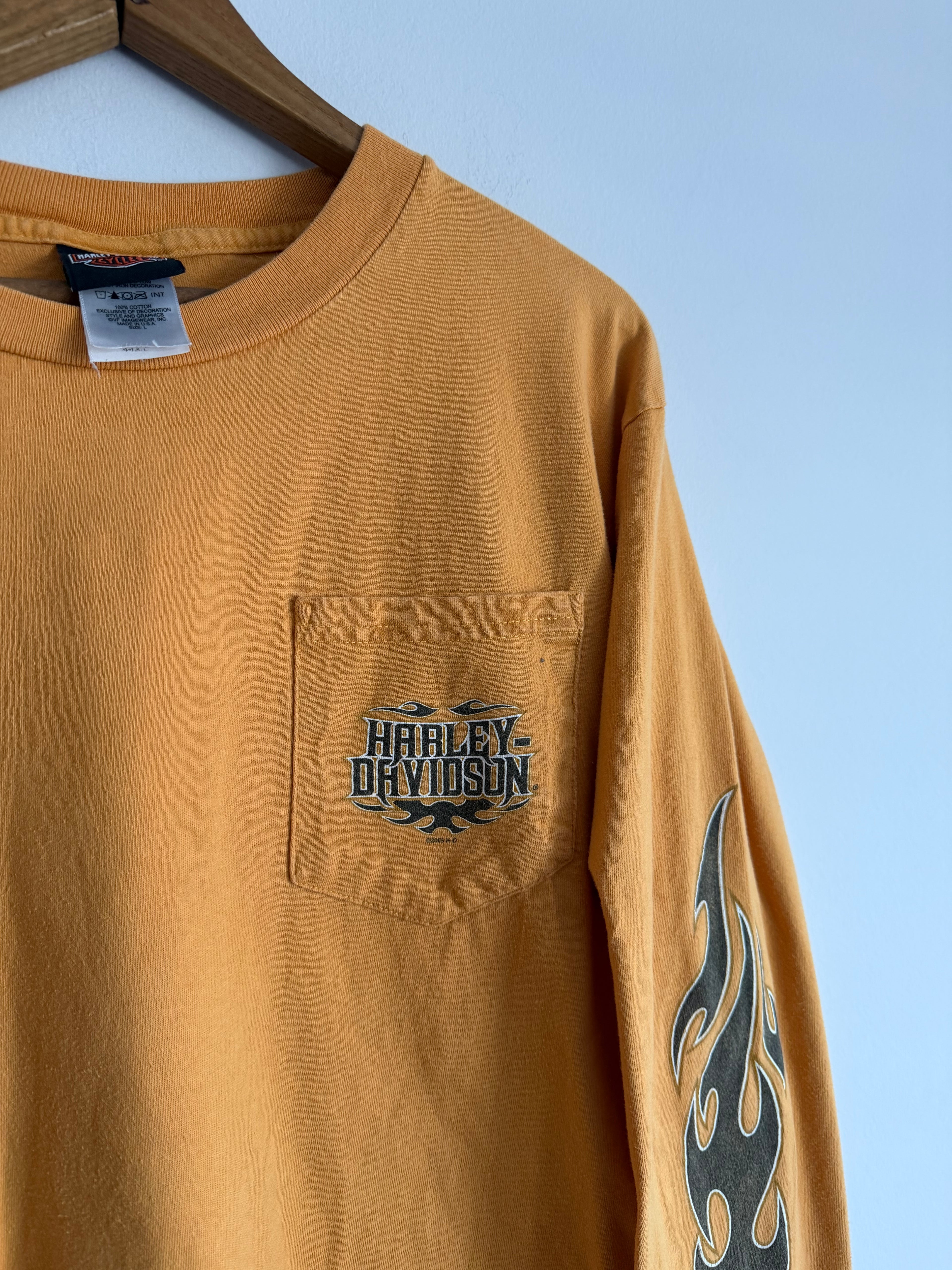 Early 2000s Orange Harley Flame Long Sleeve