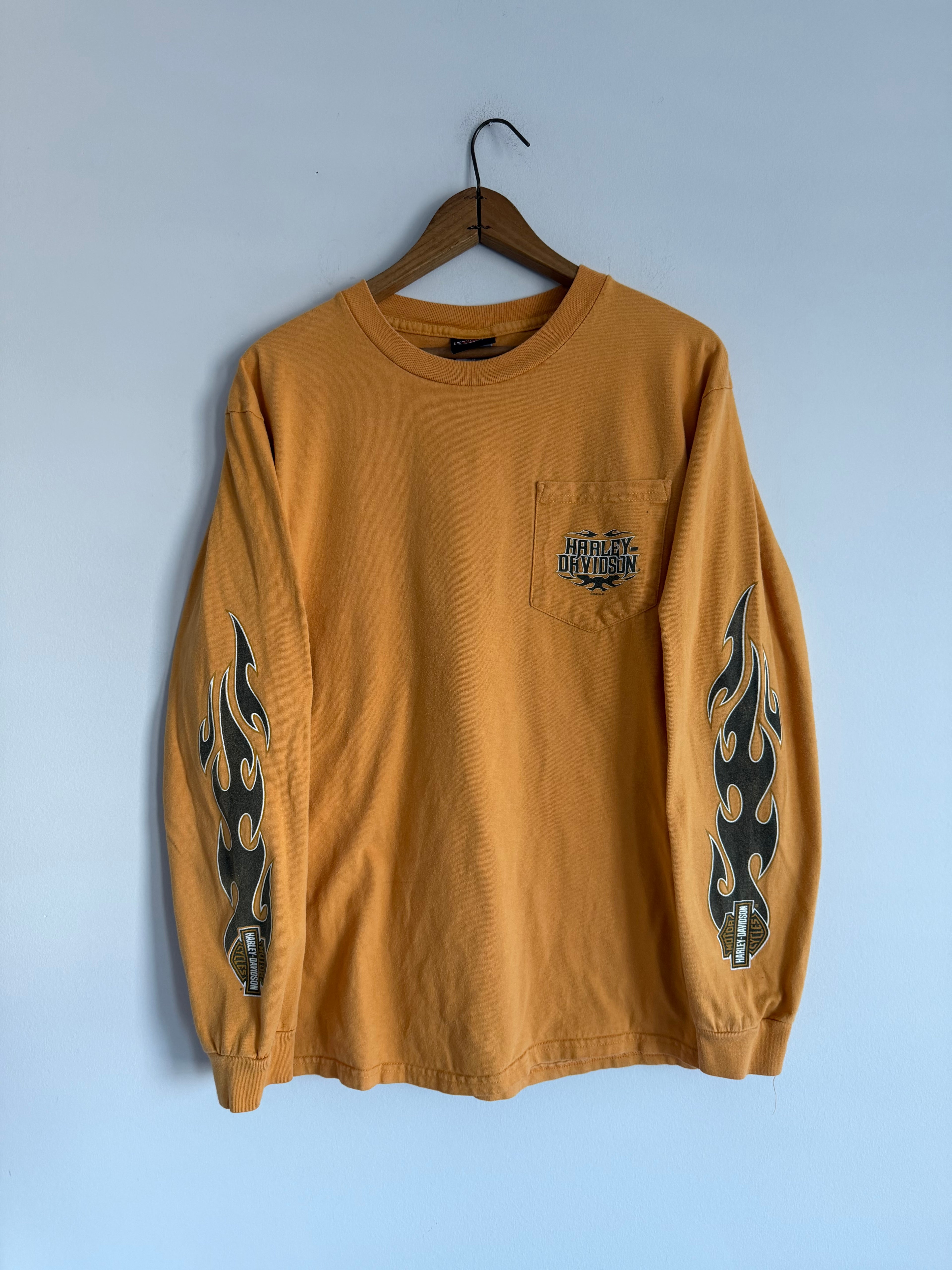 Early 2000s Orange Harley Flame Long Sleeve