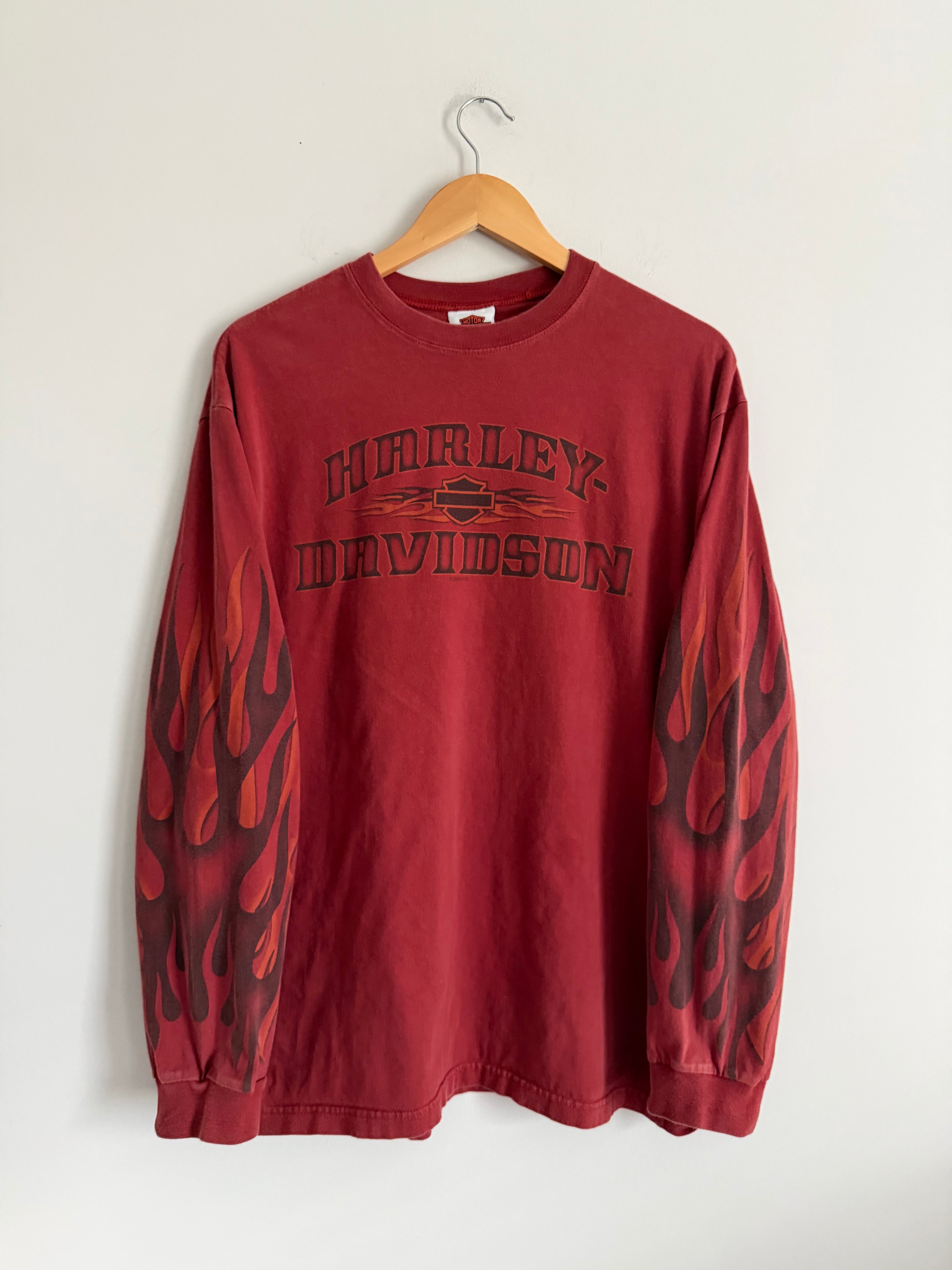 Vintage Early 2000s Harley Davidson Montgomery Alabama Big Flame Long Sleeve
