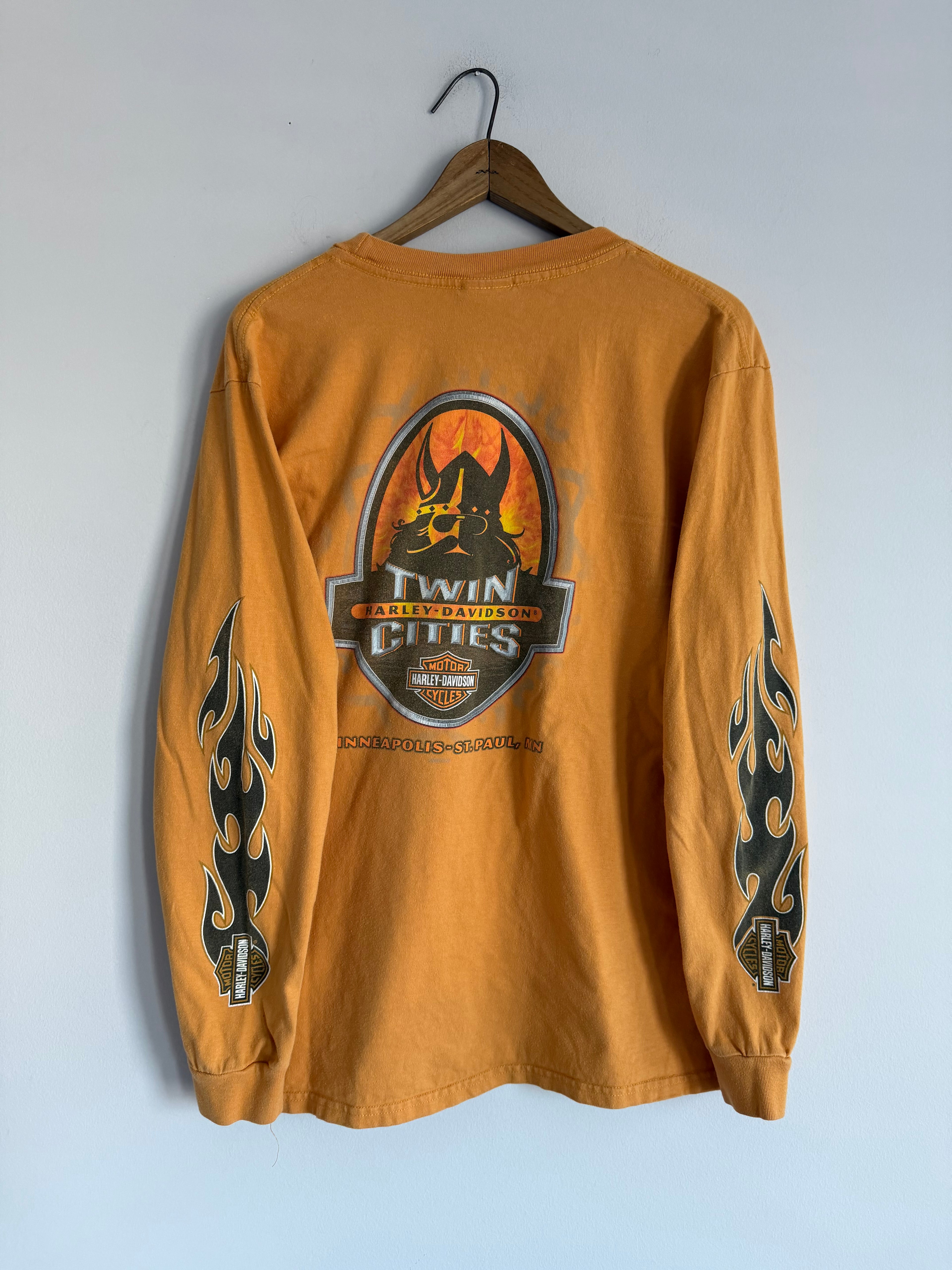 Early 2000s Orange Harley Flame Long Sleeve